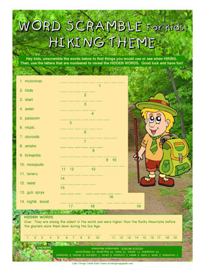 Word Scramble: Hiking Theme