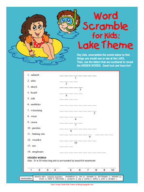 Word Scramble: Lake Theme