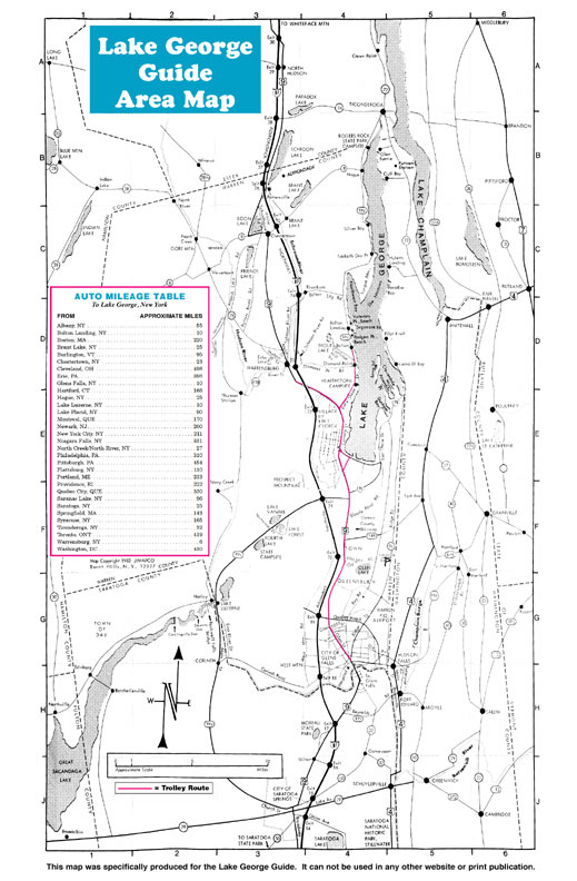 Lake George Guide Area Map - Travel in and Around Lake George